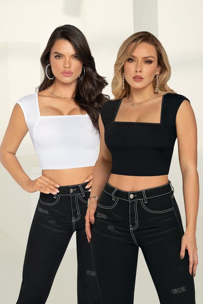 CROP TOP X 2 MANGA SISA Multicolor