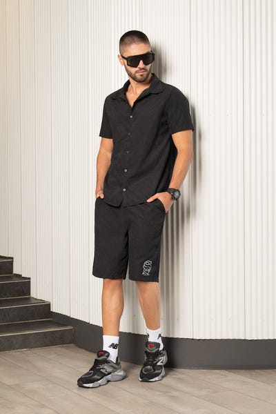 CONJUNTO X 2 CAMISA-BERMUDA Negro