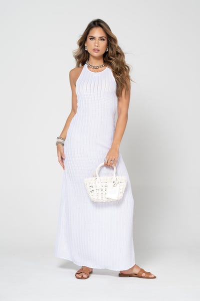 VESTIDO LARGO MANGA SISA Blanco