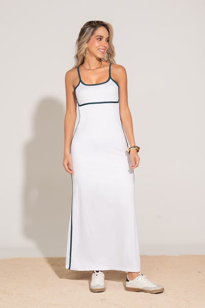VESTIDO LARGO TIRAS Blanco