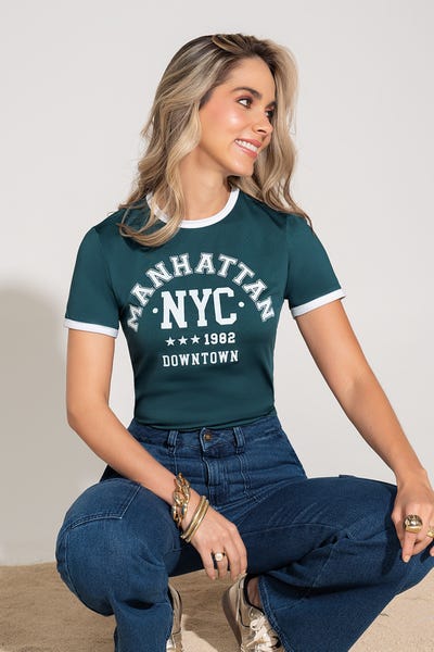 CAMISETA MANGA CORTA CUELLO REDONDO Verde