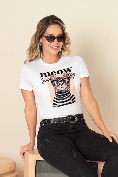 CAMISETA MANGA CORTA CUELLO REDONDO Blanco