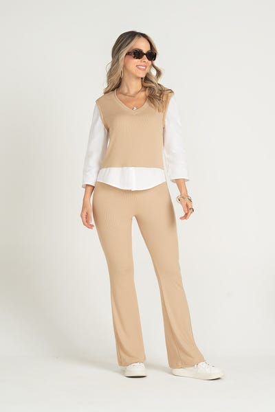 CONJUNTO X 2 CHALECO - PANTALÓN Marfil