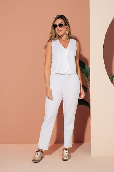 CONJUNTO X 2 CHALECO - PANTALÓN Blanco