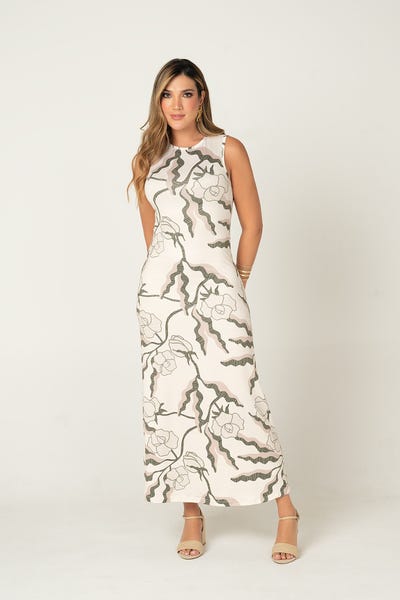 VESTIDO LARGO MANGA SISA Multicolor