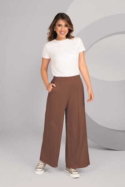 PANTALON BOTA AMPLIA TIRO ALTO Café