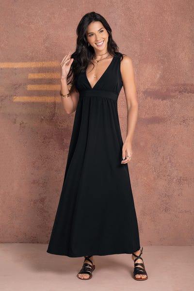 VESTIDO LARGO MANGA SISA Negro
