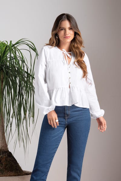 BLUSA MANGA LARGA Blanco