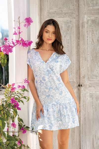 VESTIDO CORTO MANGA CORTA Multicolor