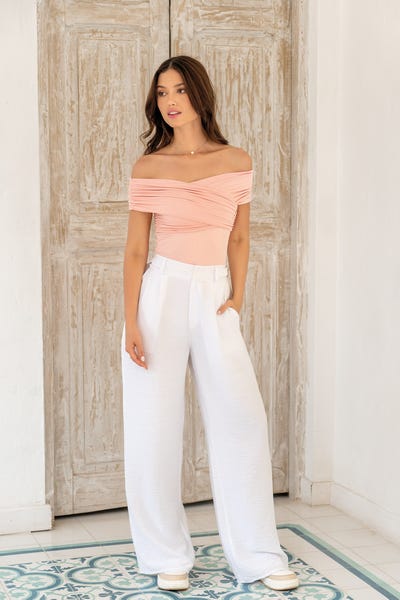 PANTALON BOTA AMPLIA TIRO ALTO Blanco