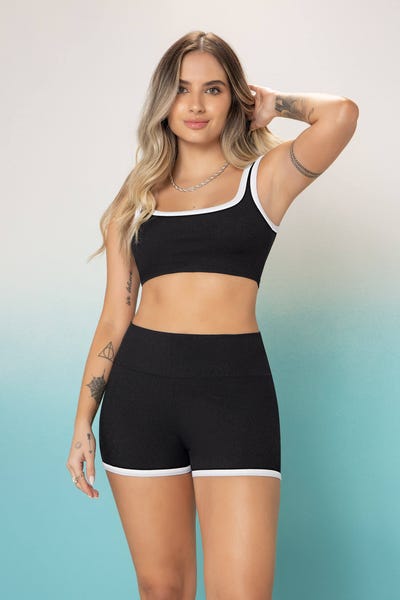 CONJUNTO X 2 CROP TOP Y CICLISTA Negro