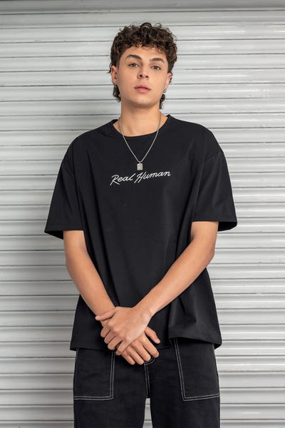 CAMISETA MANGA CORTA CUELLO REDONDO Negro