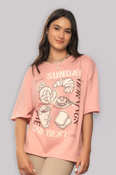 CAMISETA MANGA CORTA CUELLO REDONDO Rosado