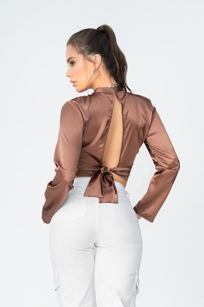 BLUSA MANGA LARGA Café